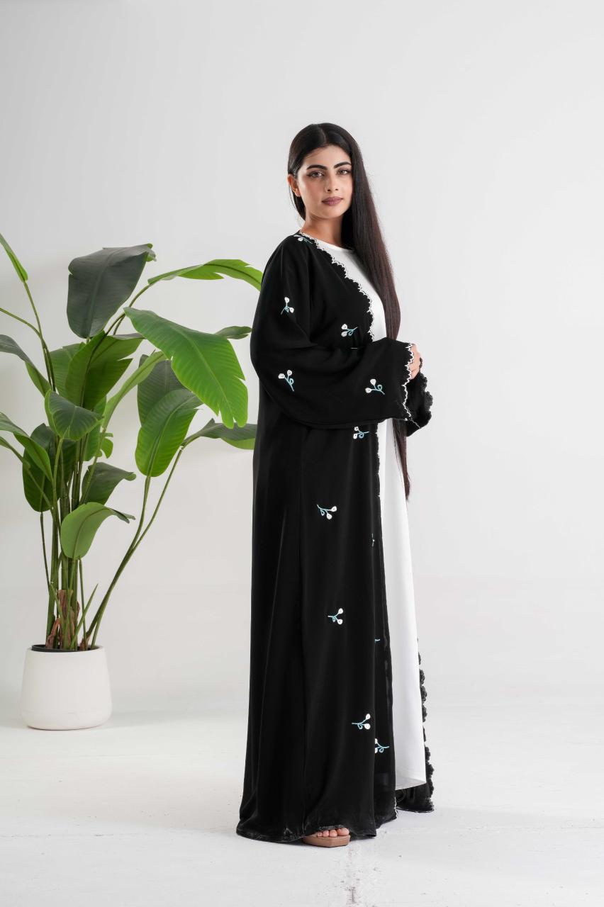 Black embroidered abaya