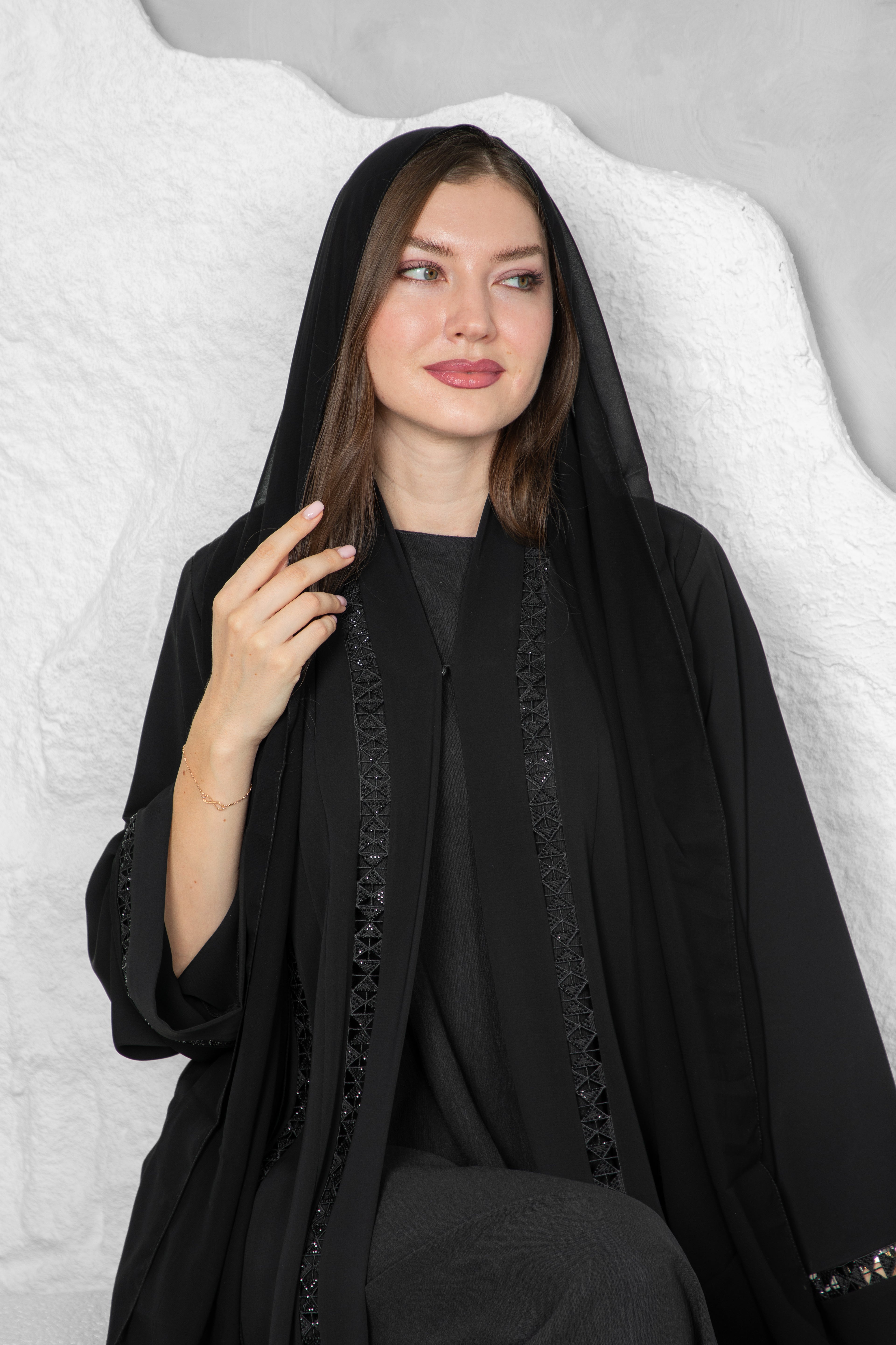 Black Abaya – Premium Nida Korean Fabric with Elegant Lace | Luxury Abaya Online