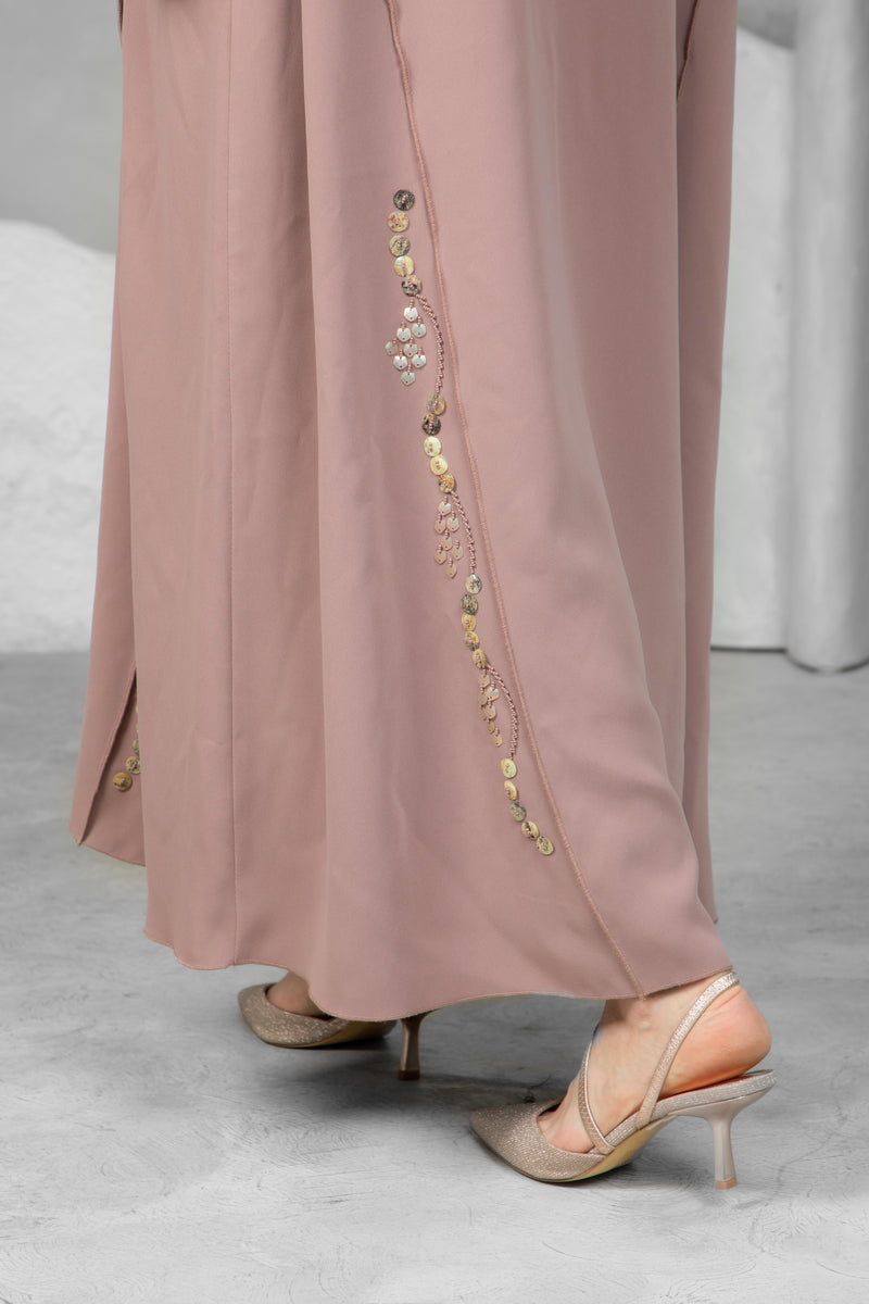 Luxury Mauve Abaya – Premium Fabric with Stunning Handwork | Designer Abaya UAE