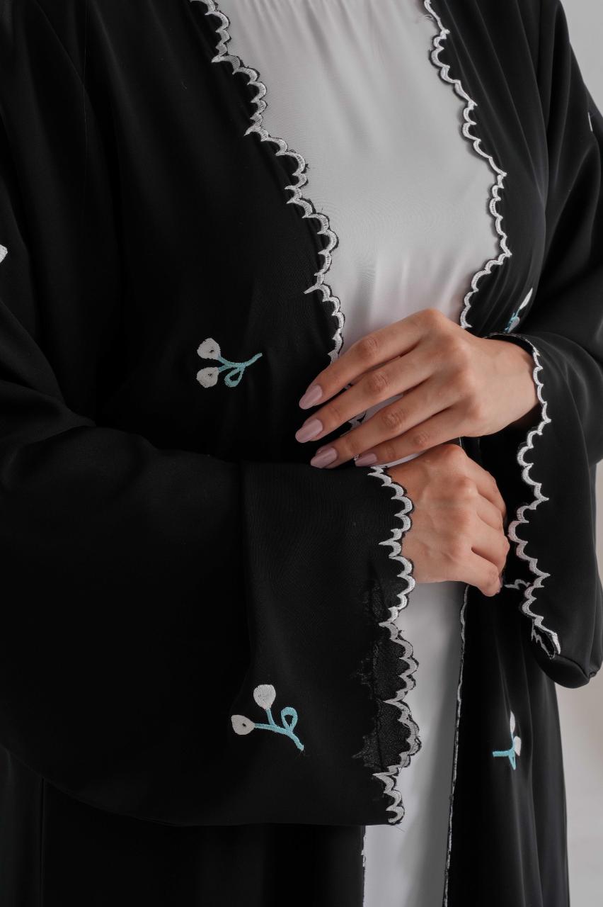 Black embroidered abaya