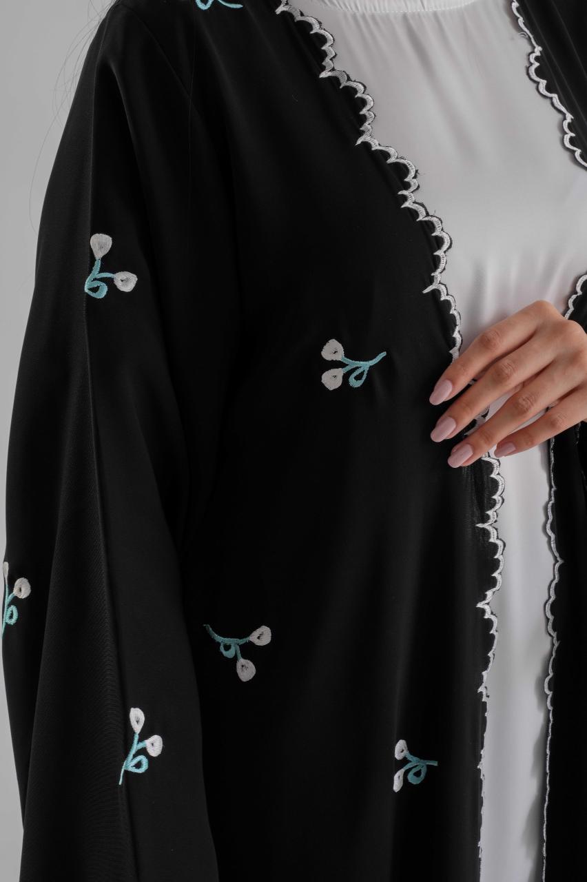 Black embroidered abaya