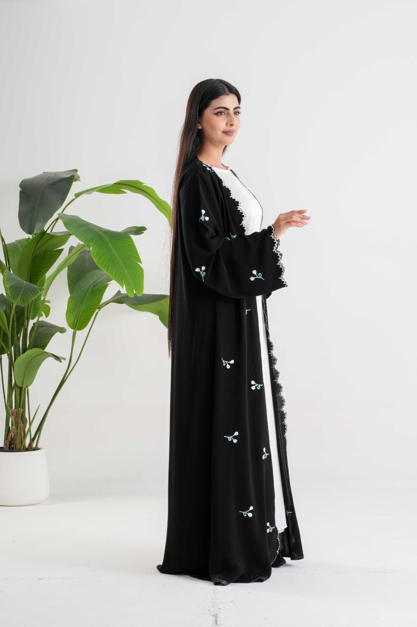 Black embroidered abaya