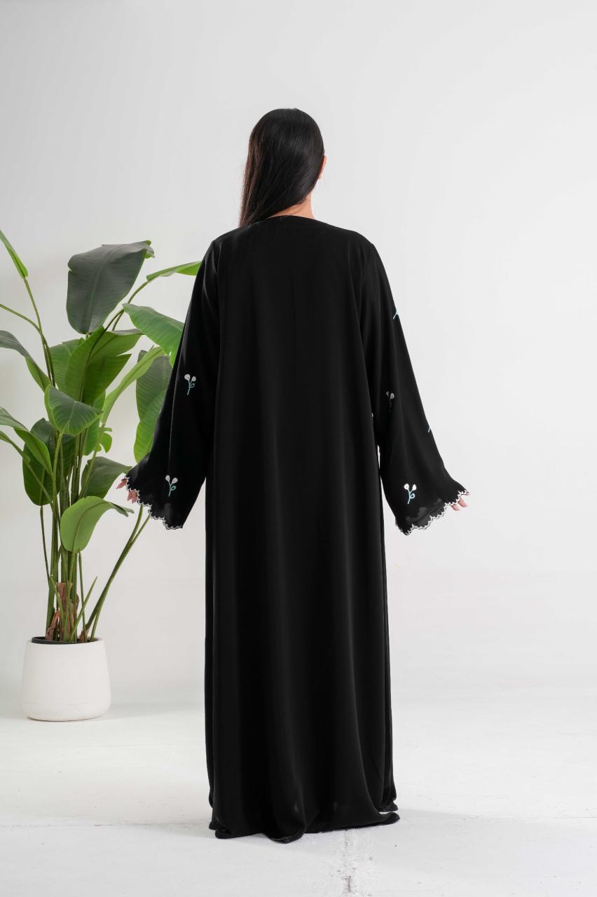 Black embroidered abaya